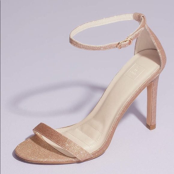 David's Bridal | Shoes | Stiletto Sandals With Ankle Strap Rose Gold Size 9  Perfect Bridesmaid Shoes | Poshmark